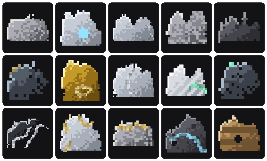 Fifteen QTCrocks stones from the collection